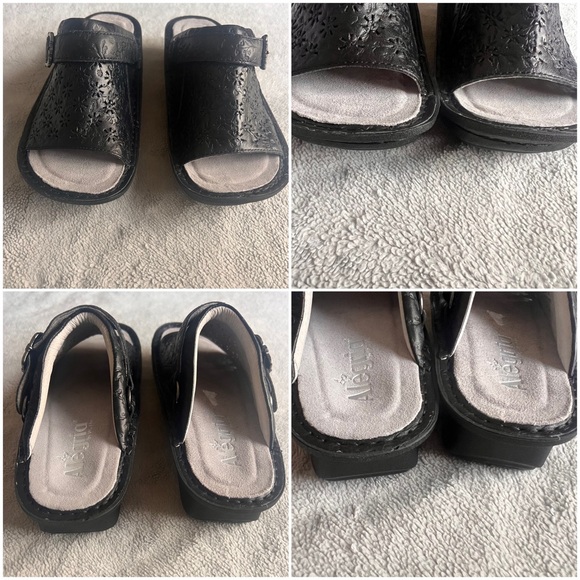 Alegria Klover Dearest Hybrid Leather Swivel Strap Comfort Sandal Clog Black - Picture 4 of 11